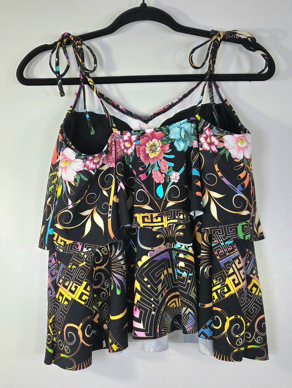 JOHNNY WAS FLORAL PEACE TIE TANKINI TOP. - Picture 3 of 6